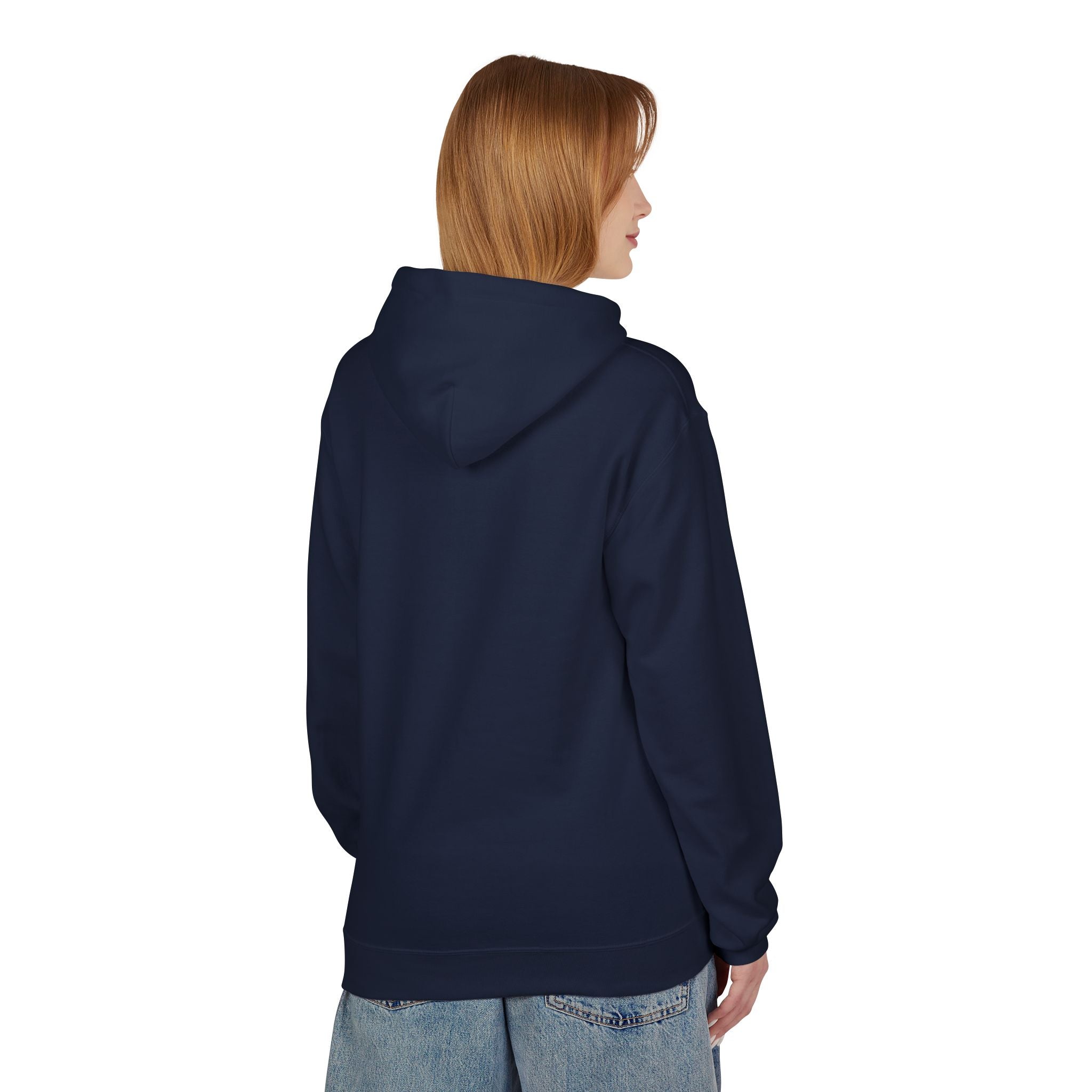 Unisex pullover hoodie with We Are Here emblem in front