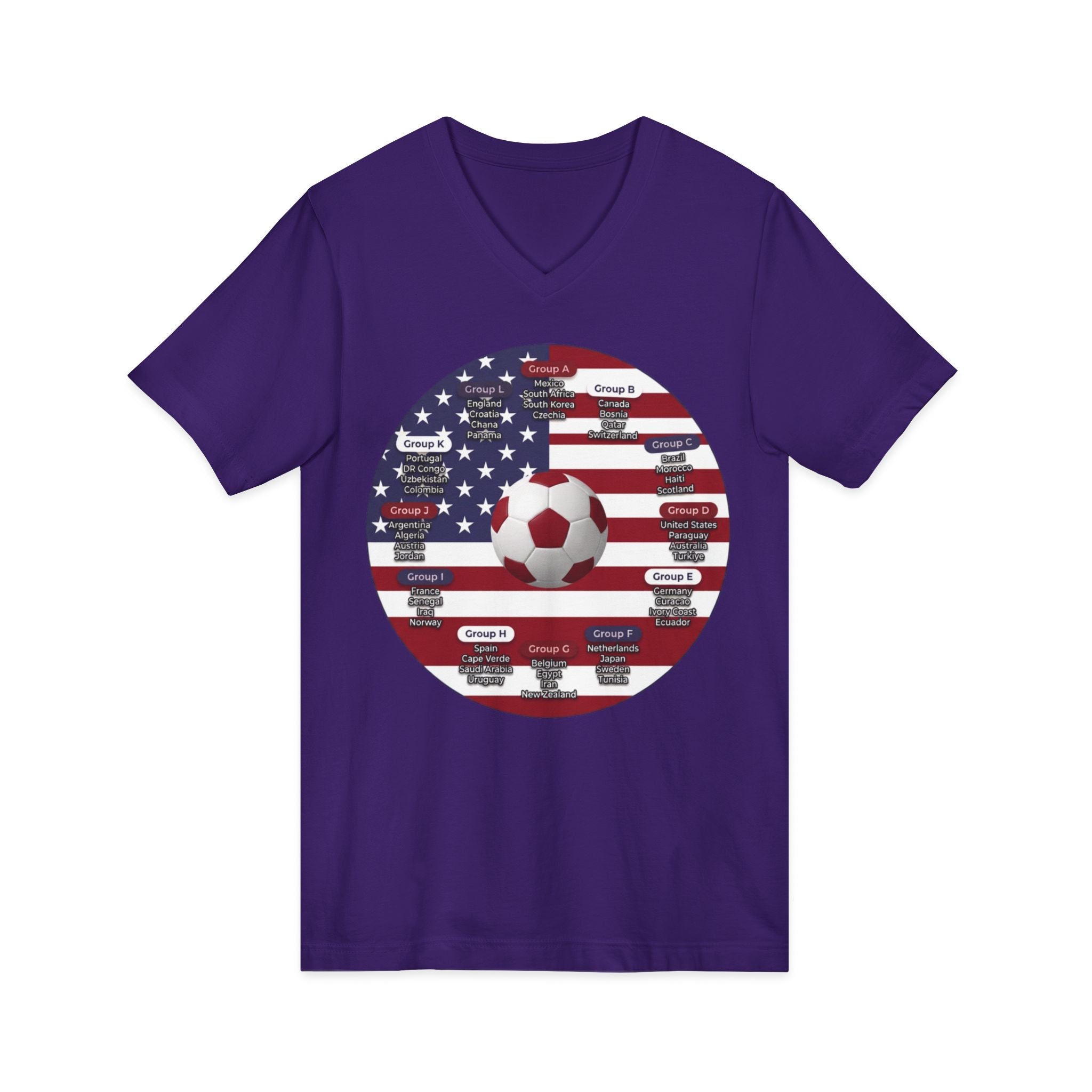 Celebrate 2026 together recognizing the World Cup in America Soccer Flag V-Neck Tee