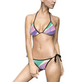 Pastel Wave Tie-Side Bikini — Women's Colorblock Triangle Swimsuit inspired by the Aurora Borealis