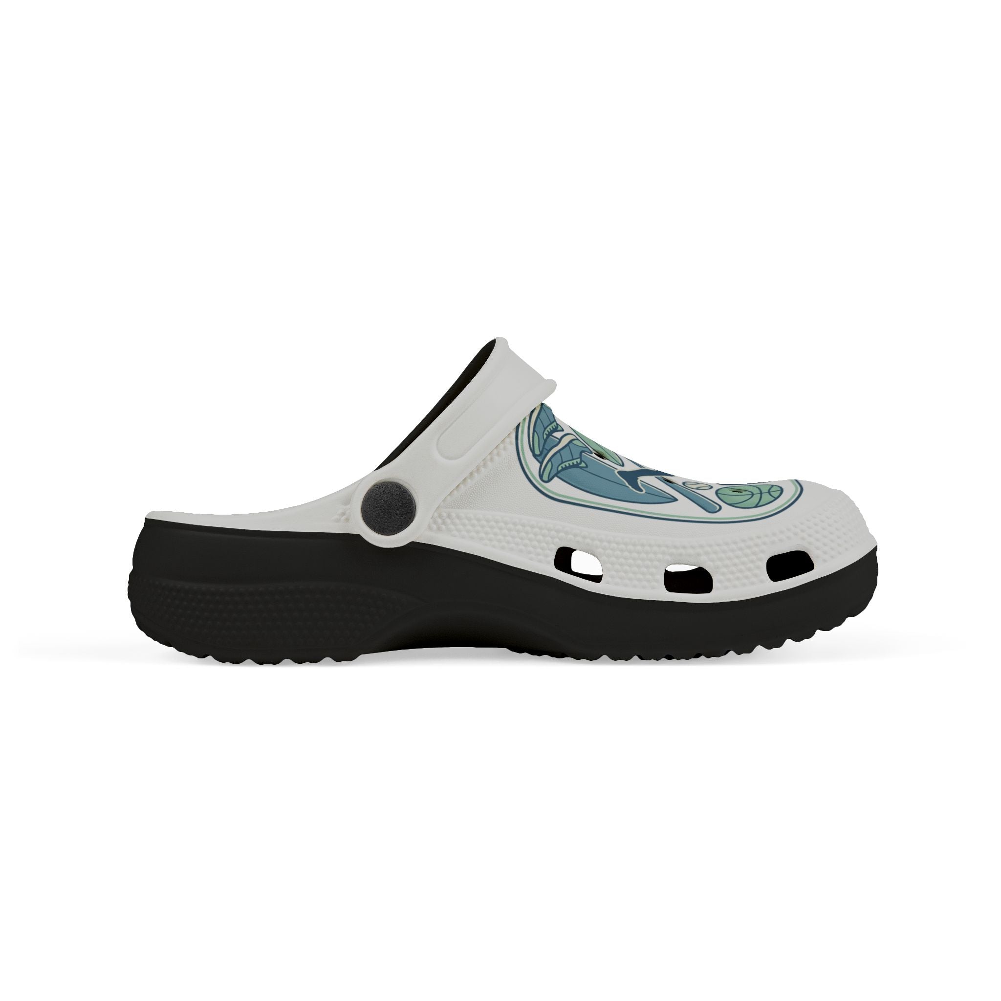 Kids Sports Pattern Foam Clogs — Athletic Soccer, Basketball & Bike Design