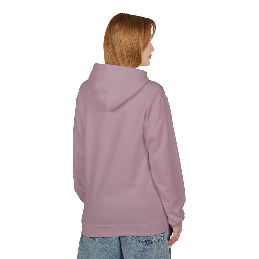 Unisex pullover hoodie with We Are Here emblem in front