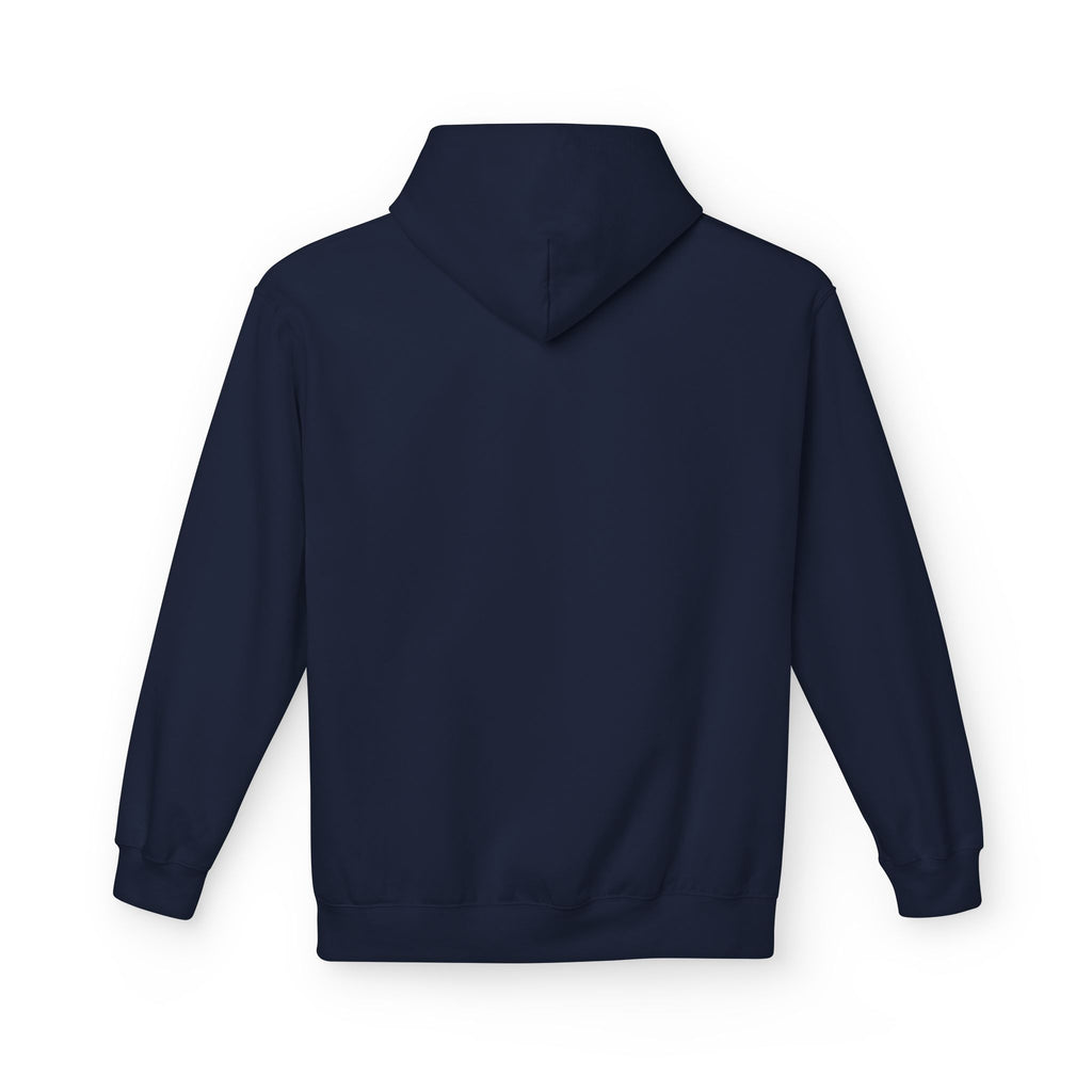 Unisex pullover hoodie with We Are Here emblem in front