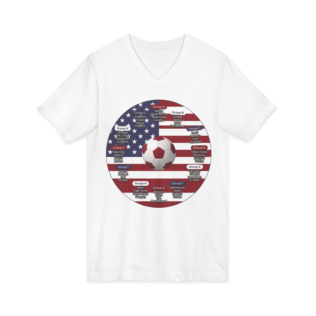 Celebrate 2026 together recognizing the World Cup in America Soccer Flag V-Neck Tee