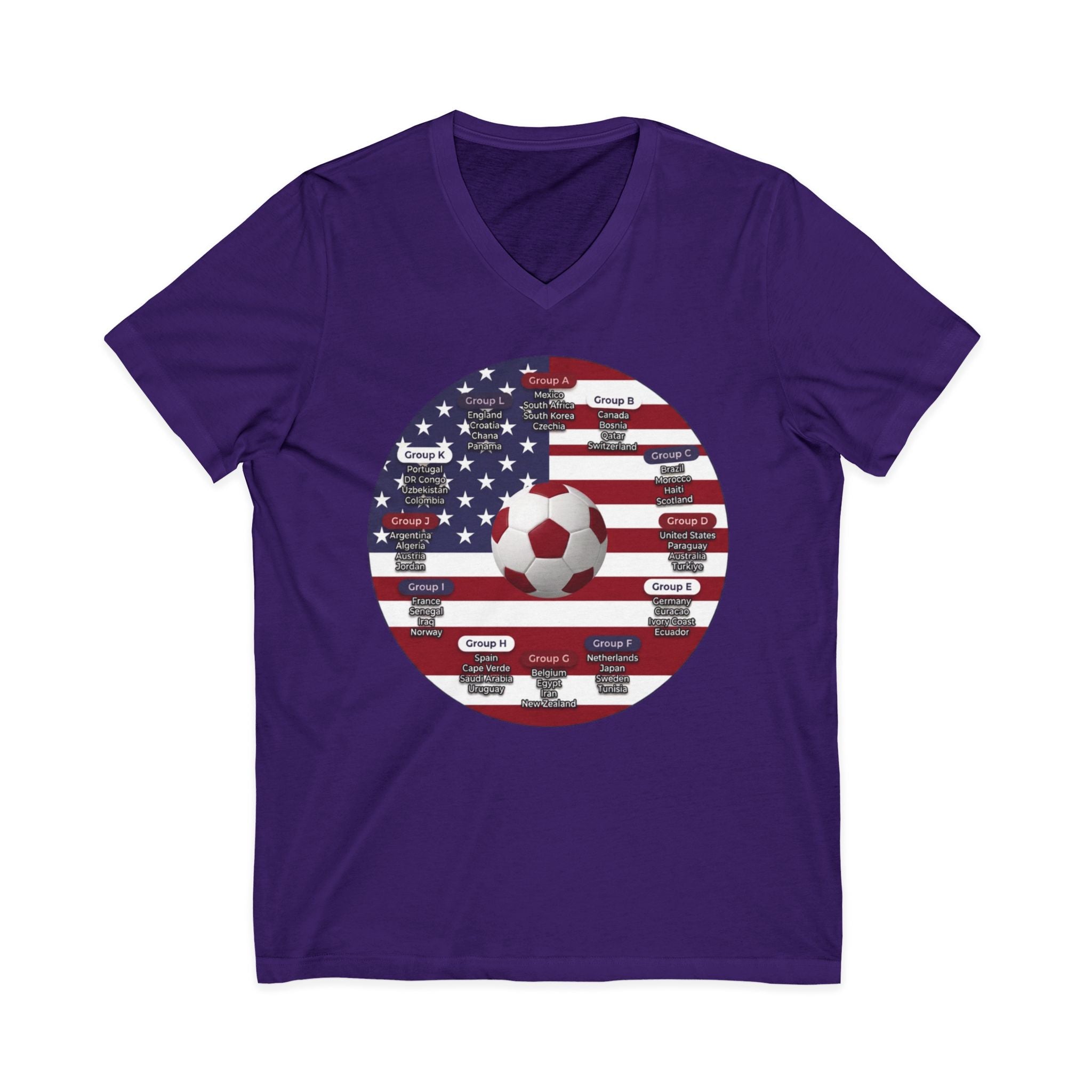 Celebrate 2026 together recognizing the World Cup in America Soccer Flag V-Neck Tee
