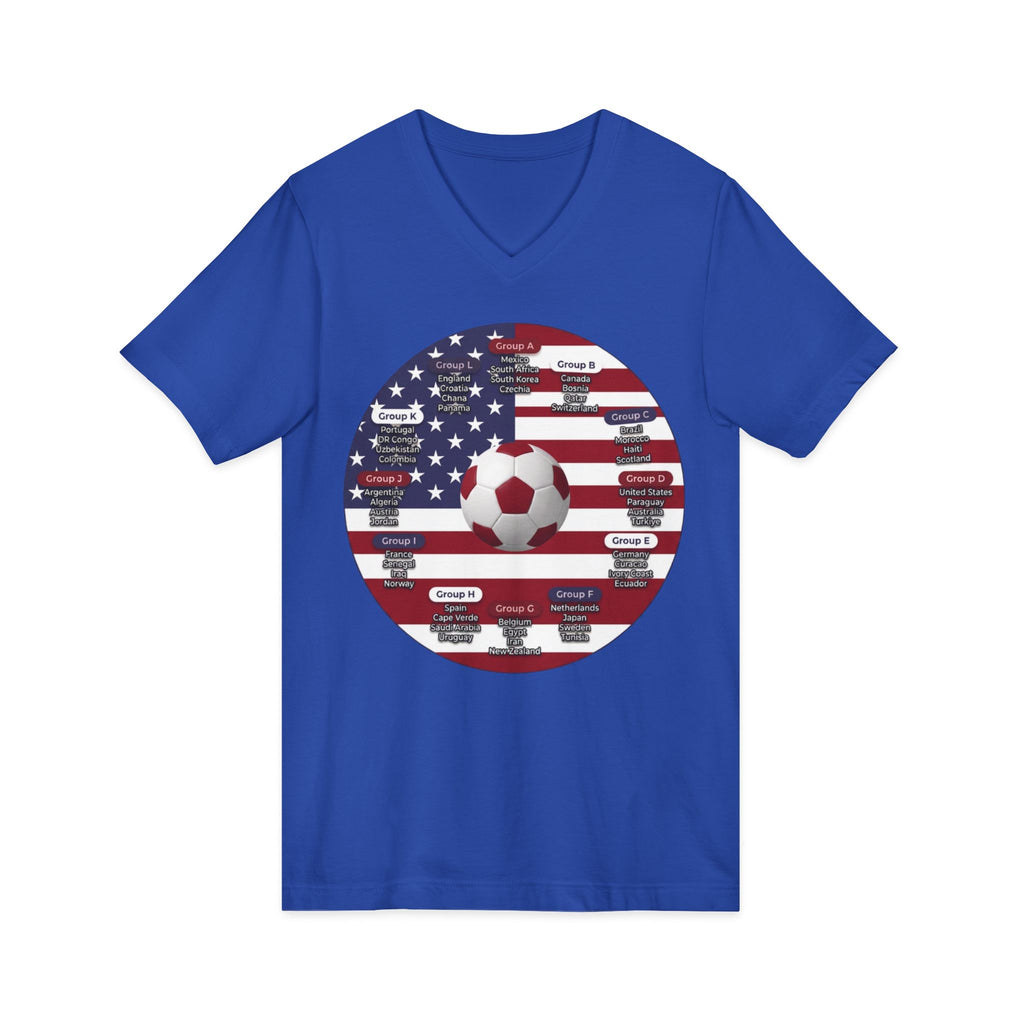 Celebrate 2026 together recognizing the World Cup in America Soccer Flag V-Neck Tee