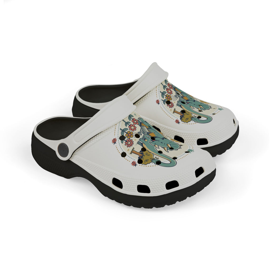 Kids' Dino Garden Foam Clogs – Cute Blue Triceratops All-Over Print
