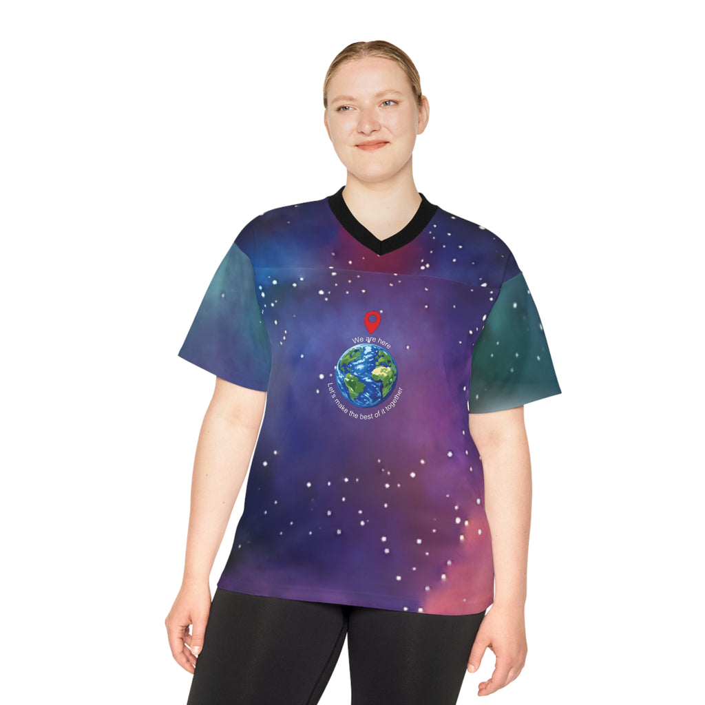 Galaxy Earth Jersey — "We Are Here" Space Football Shirt