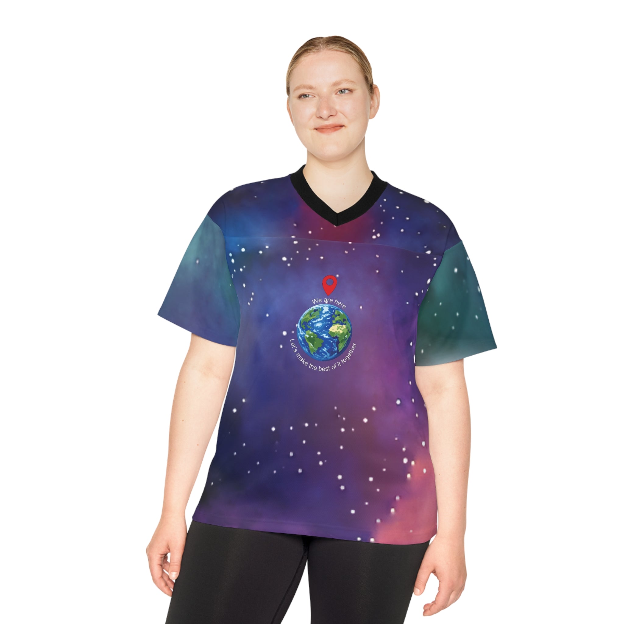 Galaxy Earth Jersey — "We Are Here" Space Football Shirt