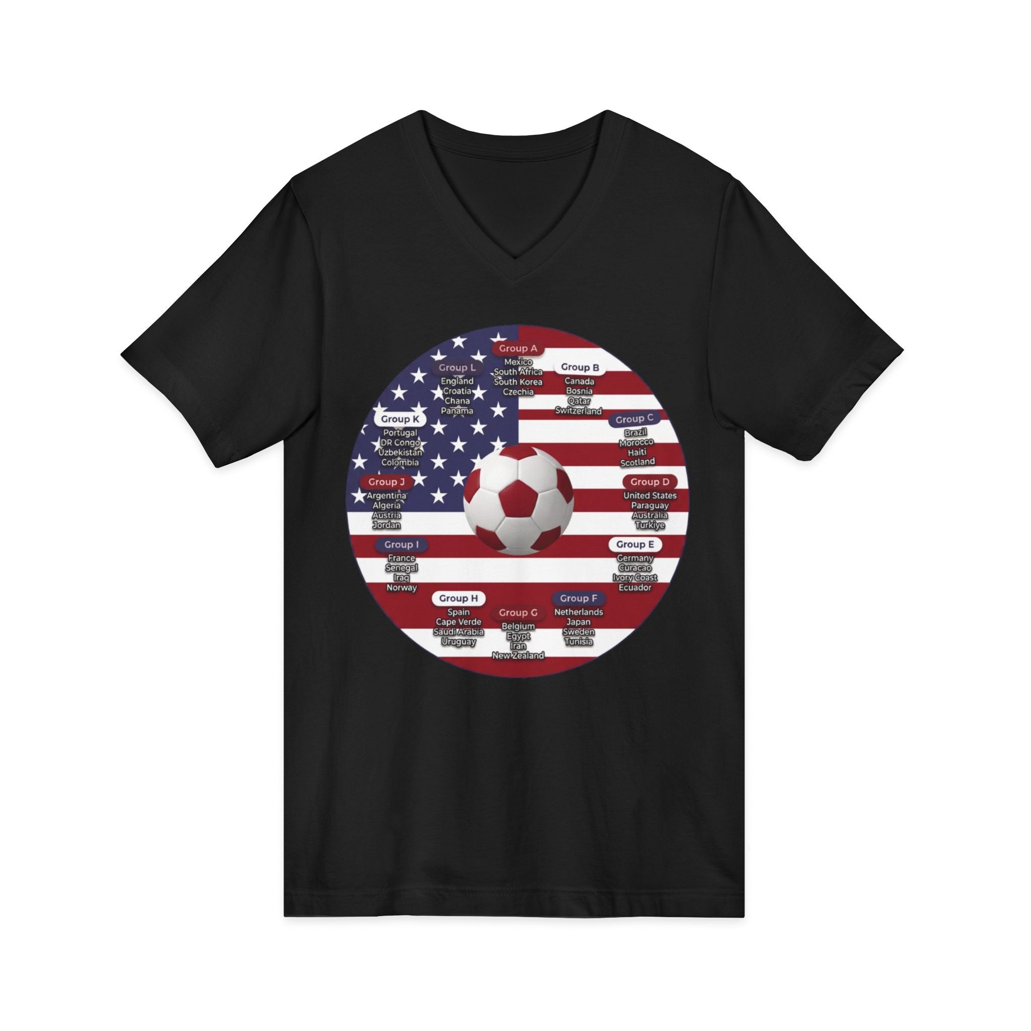 Celebrate 2026 together recognizing the World Cup in America Soccer Flag V-Neck Tee