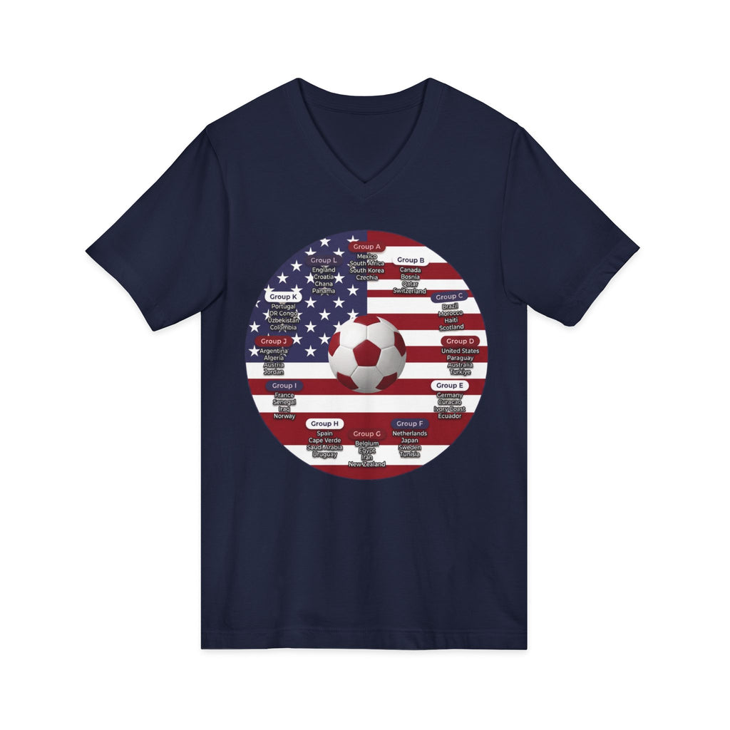 Celebrate 2026 together recognizing the World Cup in America Soccer Flag V-Neck Tee