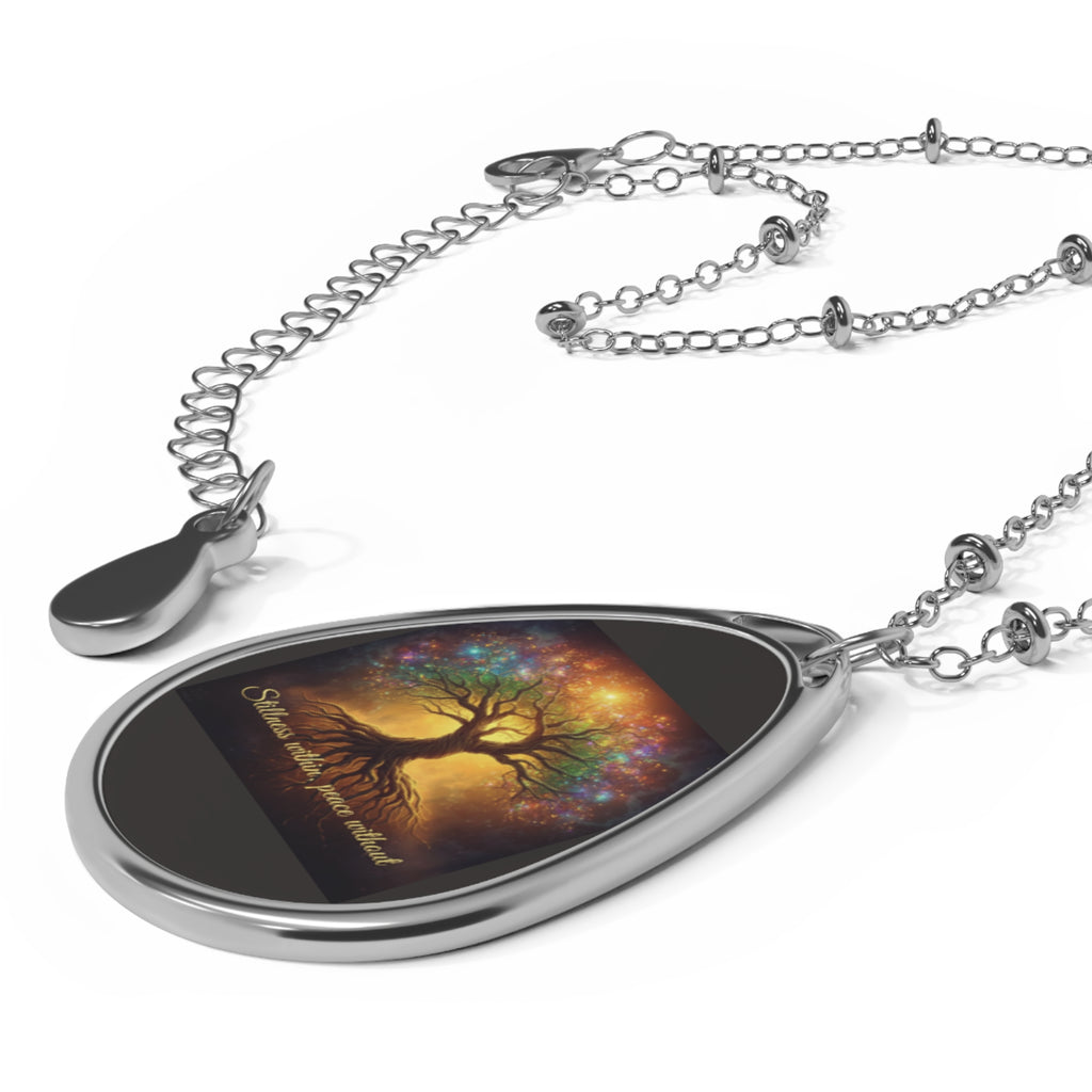 Tree of Life Oval Necklace – Inspirational Quote Pendant