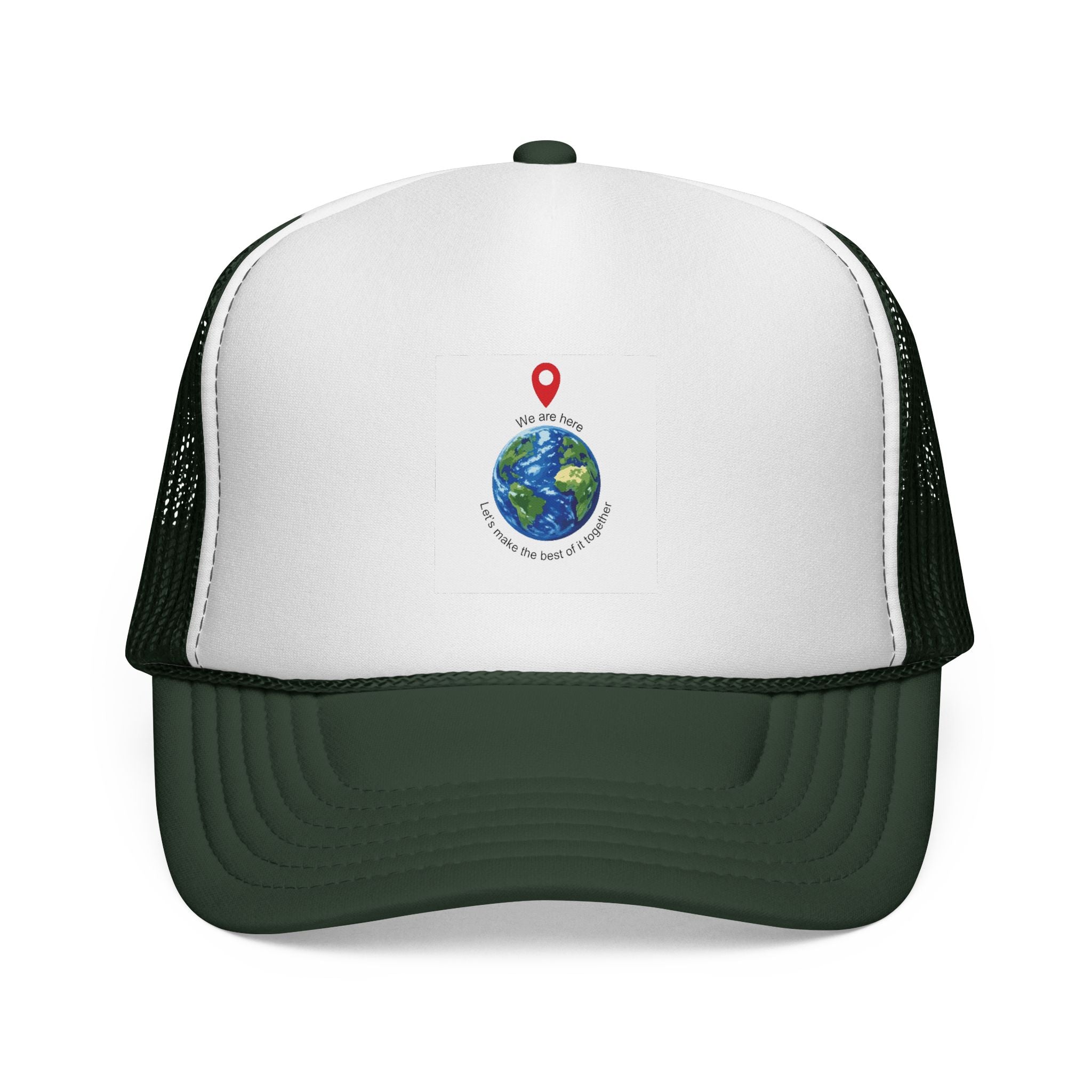 Earth Love Trucker Hat — "We Are Here" Globe Graphic Cap