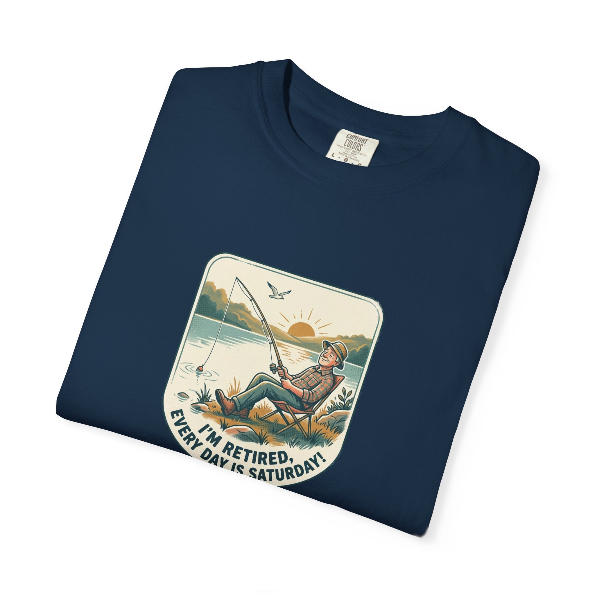 Retired Fisherman T-Shirt — 'Retirement: Every Day Is Saturday' Vintage Fishing Tee