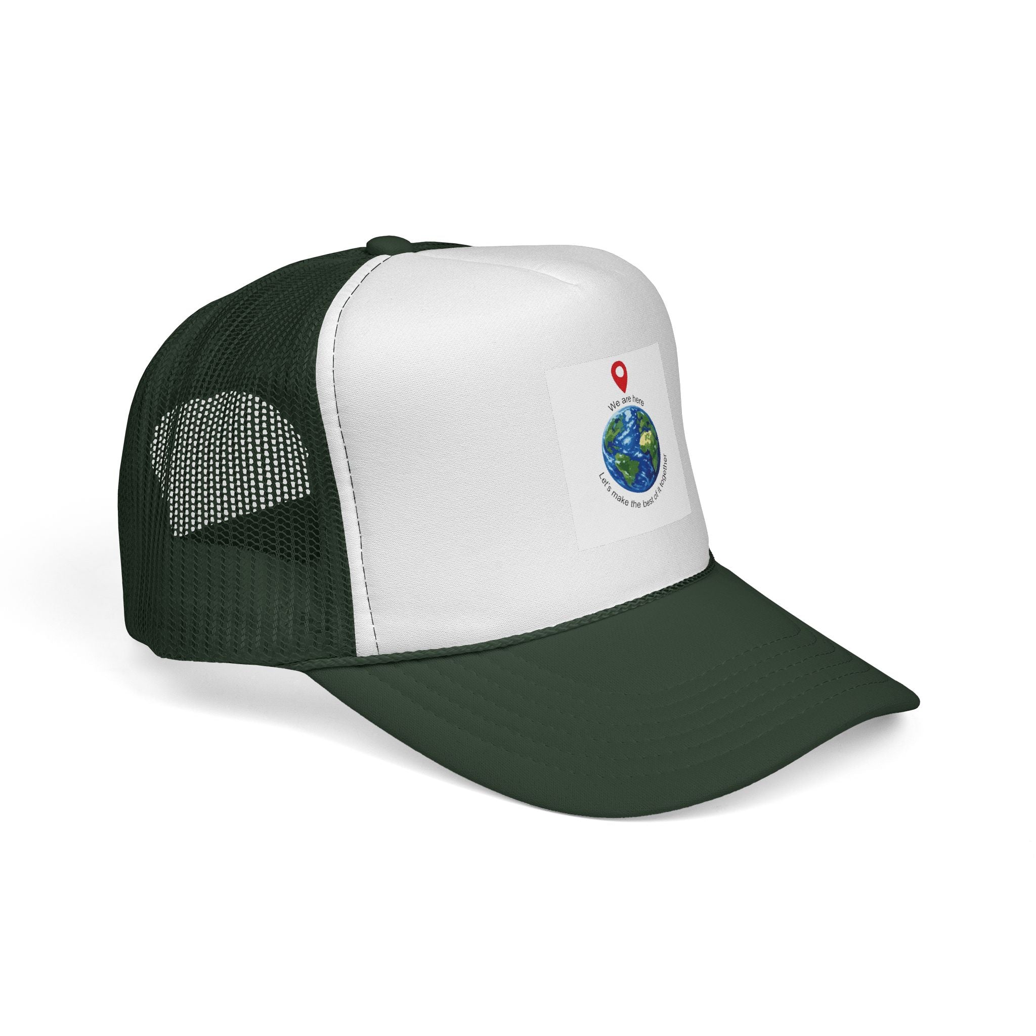 Earth Love Trucker Hat — "We Are Here" Globe Graphic Cap