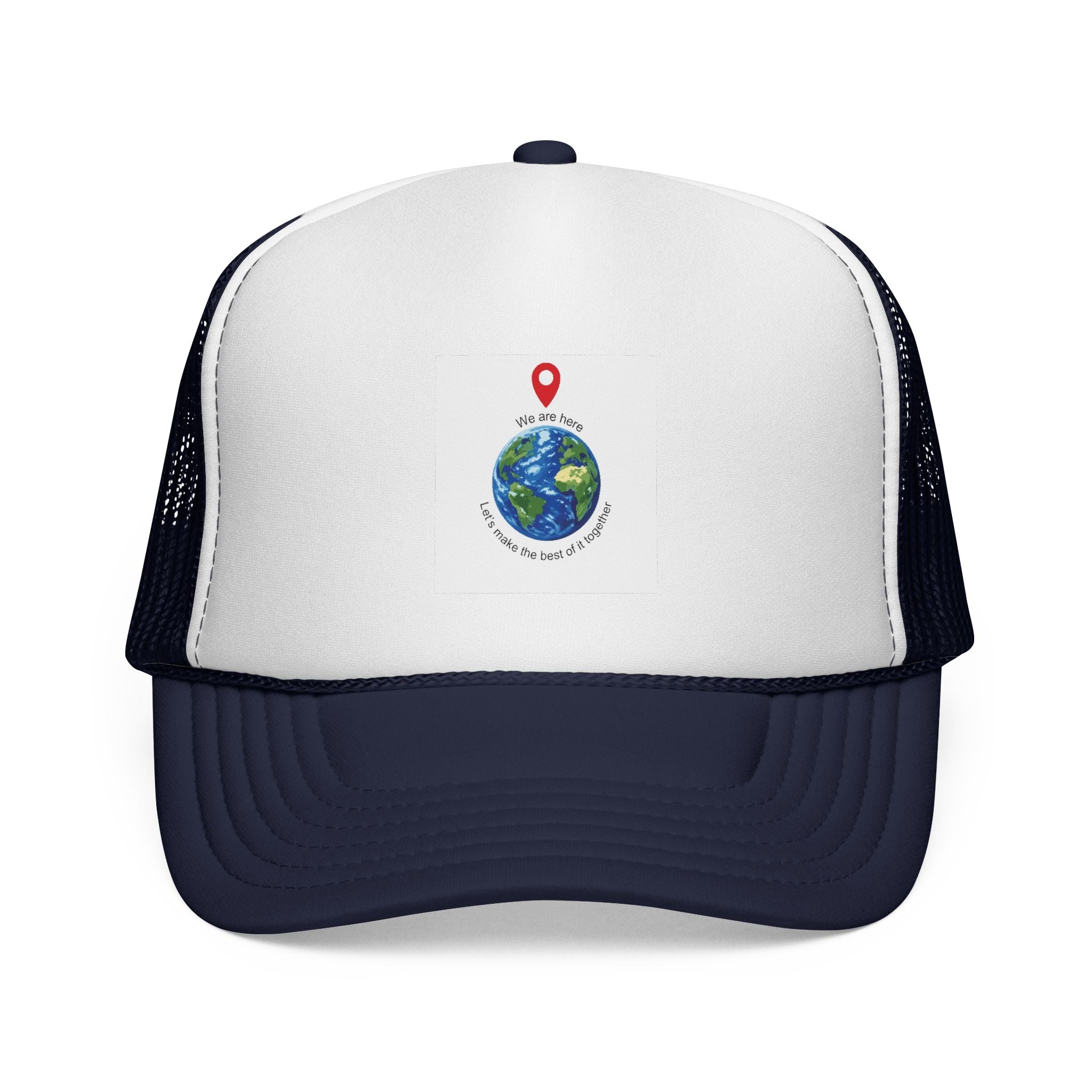 Earth Love Trucker Hat — "We Are Here" Globe Graphic Cap