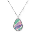 Pastel Wave Oval Necklace — Iridescent Teardrop Pendant Jewelry