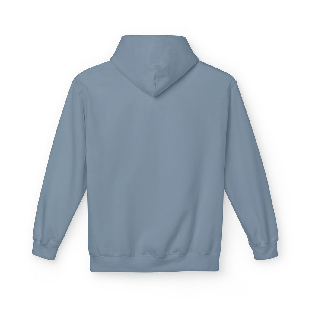 Unisex pullover hoodie with We Are Here emblem in front