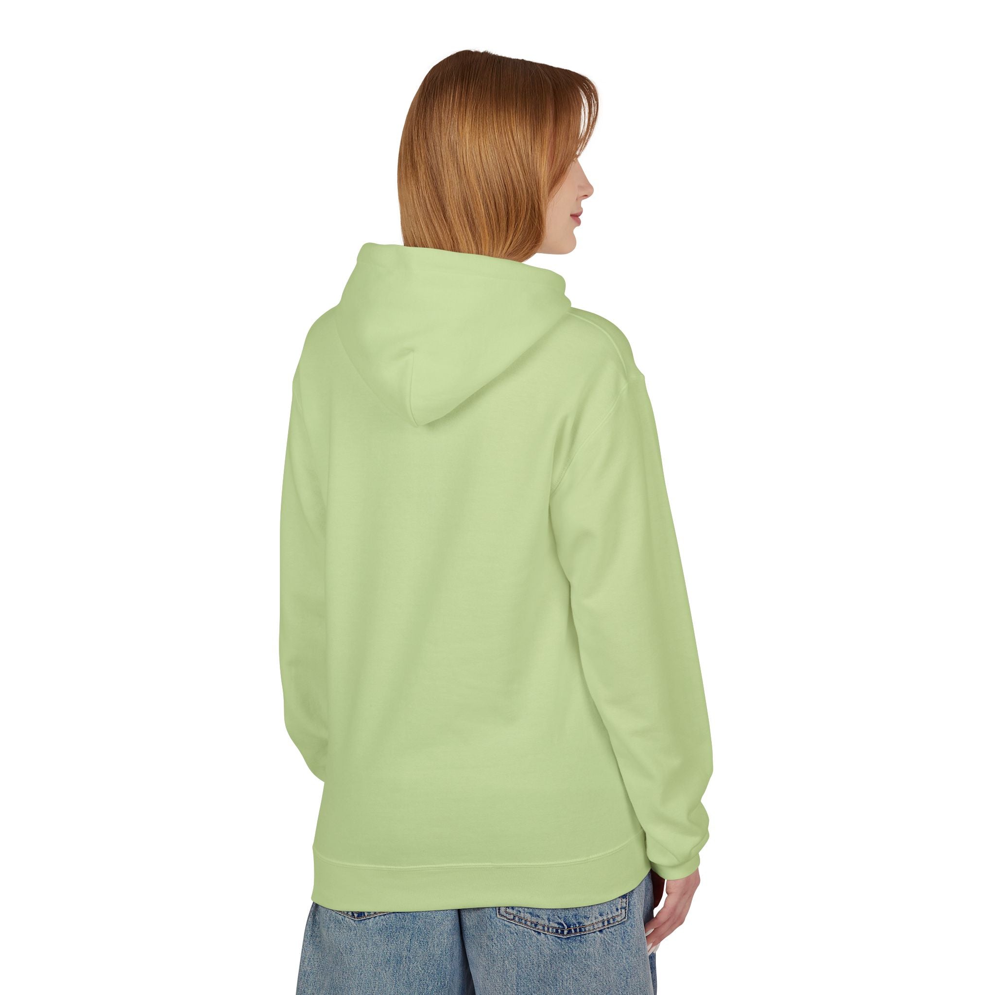 Unisex pullover hoodie with We Are Here emblem in front