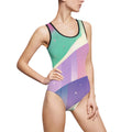 Pastel Wave One-Piece Swimsuit — Retro Gradient Beach Wear