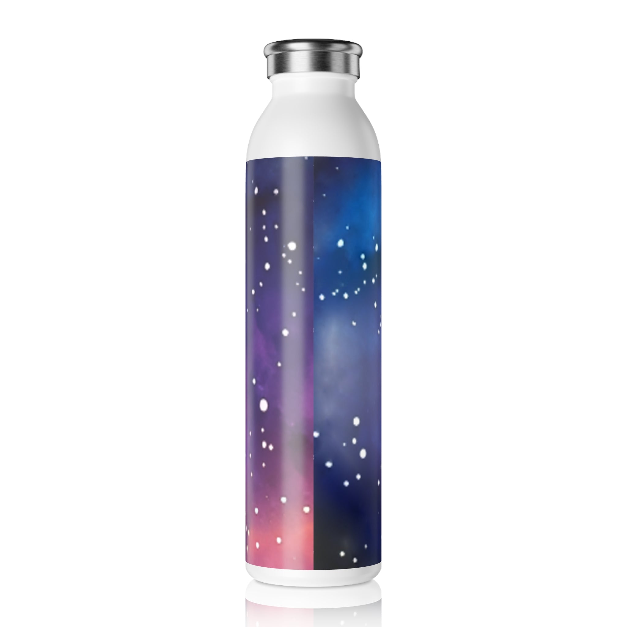 Slim Water Bottle — "We Are Here" Earth Space Design Stainless Steel Bottle