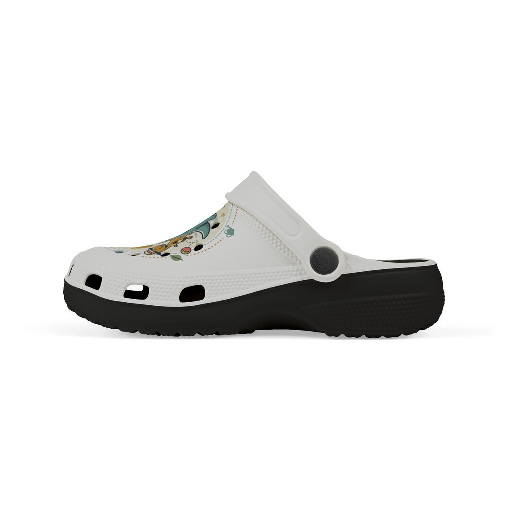 Kids' Dino Garden Foam Clogs – Cute Blue Triceratops All-Over Print