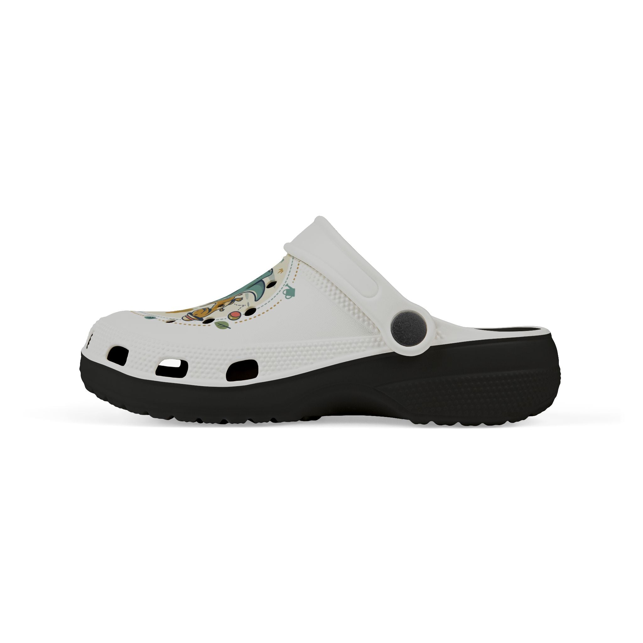 Kids' Dino Garden Foam Clogs – Cute Blue Triceratops All-Over Print
