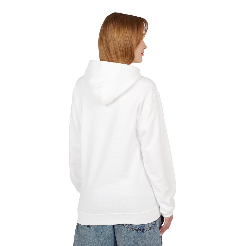 Unisex pullover hoodie with We Are Here emblem in front