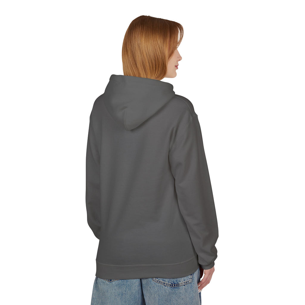 Unisex pullover hoodie with We Are Here emblem in front