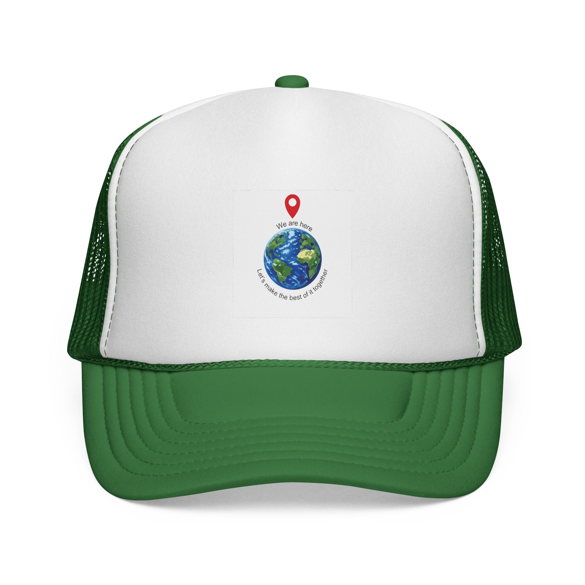 Earth Love Trucker Hat — "We Are Here" Globe Graphic Cap