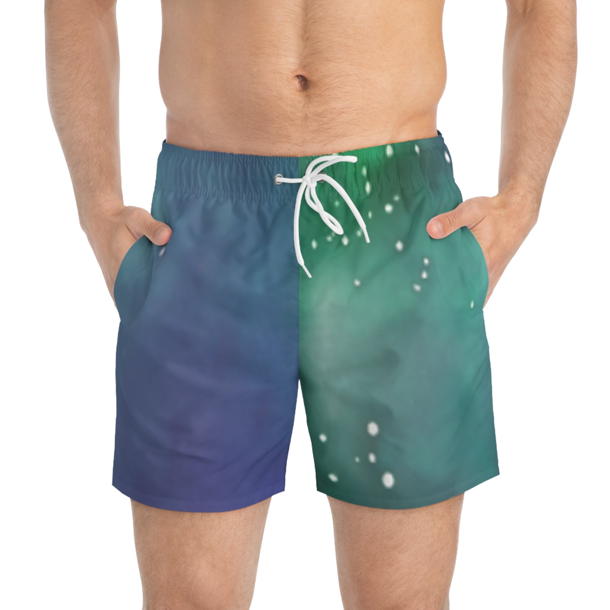 Aurora Galaxy Swim Trunks — Nebula Print AOP Beach Shorts