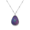 Earth Heart Oval Necklace — Teardrop Pendant with Globe & Location Pin