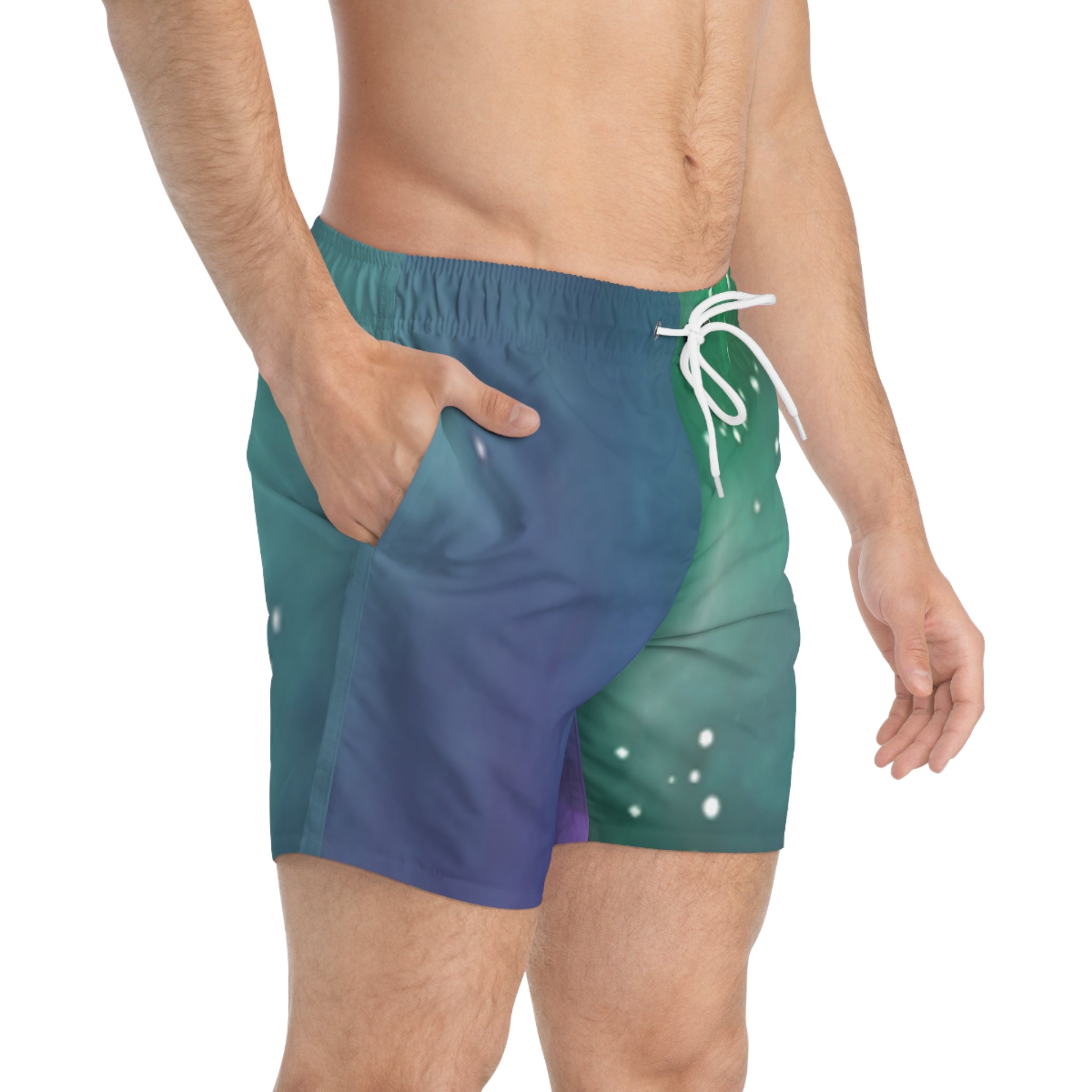 Aurora Galaxy Swim Trunks — Nebula Print AOP Beach Shorts