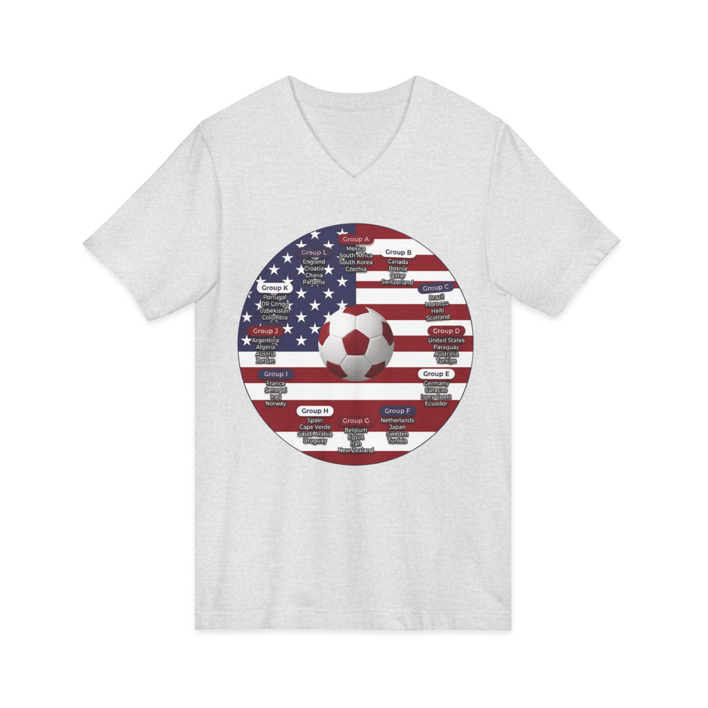 Celebrate 2026 together recognizing the World Cup in America Soccer Flag V-Neck Tee