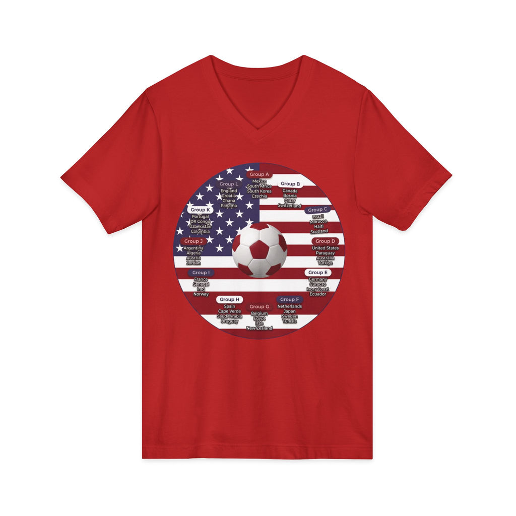 Celebrate 2026 together recognizing the World Cup in America Soccer Flag V-Neck Tee