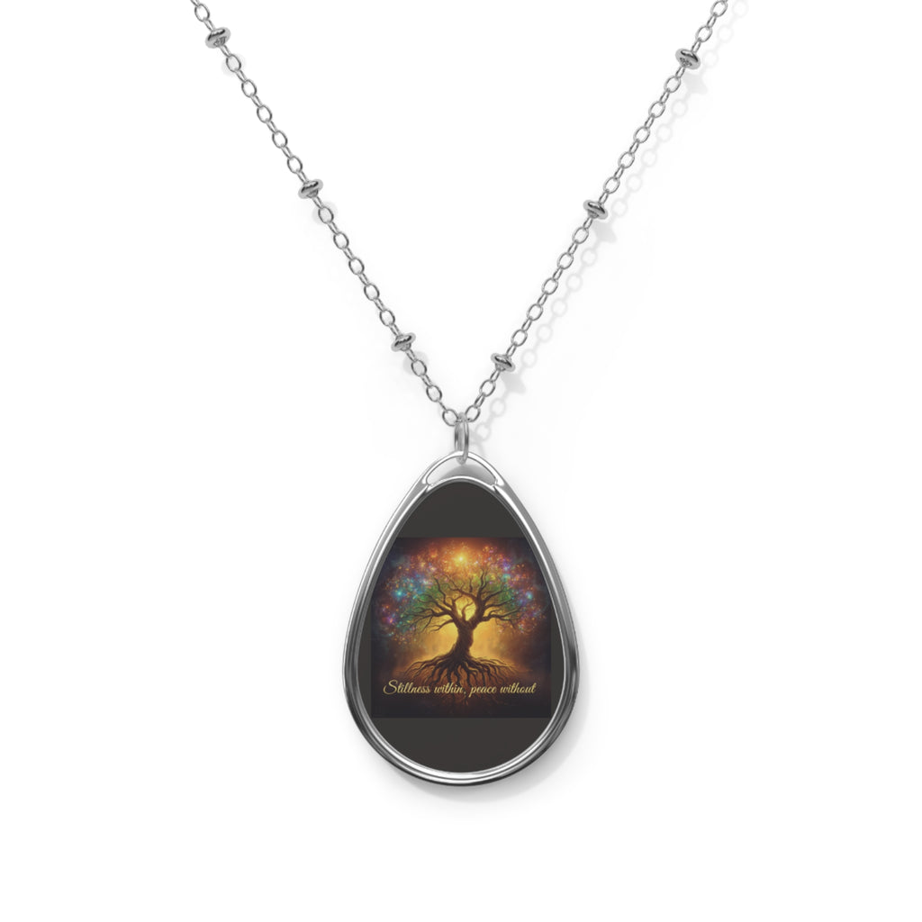 Tree of Life Oval Necklace – Inspirational Quote Pendant