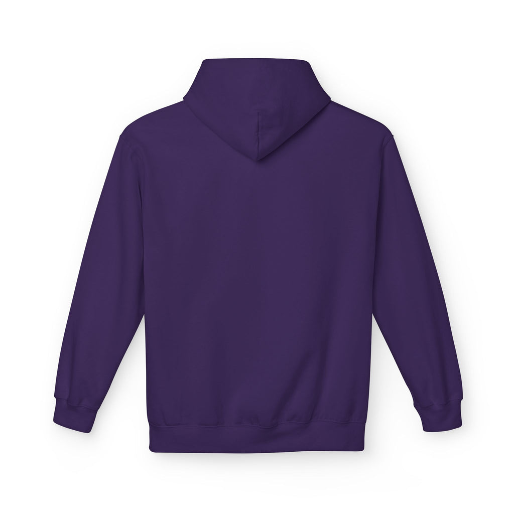 Unisex pullover hoodie with We Are Here emblem in front